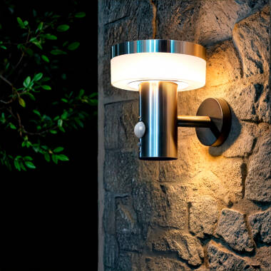 Aplique de Pared Exterior Solar LED 1,5W Acero Inoxidable con Sensor de Movimiento Ashier