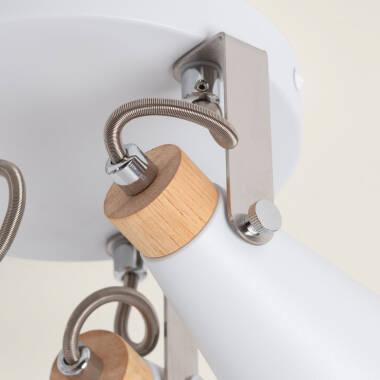Imagem de Candeeiro de Teto Circular Orientável Metal e Madeira 3 Focos Mara 