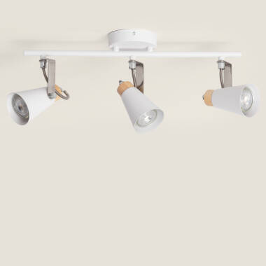 Imagen de Lámpara de Techo Orientable Metal y Madera 3 Focos Mara