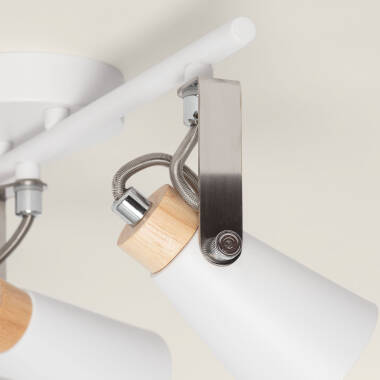 Imagen de Lámpara de Techo Orientable Metal y Madera 3 Focos Mara