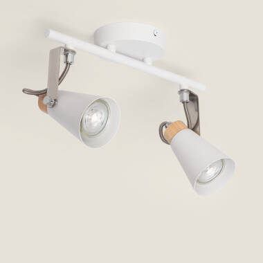 Lámpara de Techo Orientable Metal y Madera 2 Focos Mara