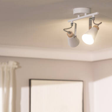 Imagen de Lámpara de Techo Orientable Metal y Madera 2 Focos Mara