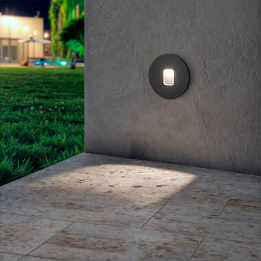 Imagen de Baliza Exterior LED 2W Empotrable Pared Circular Olite Imagen de Baliza Exterior LED 2W Empotrable Pared Circular Olite