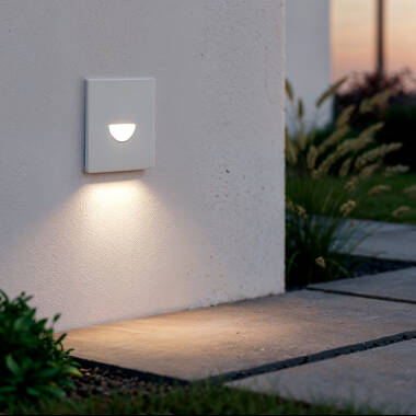 Baliza Exterior LED 2W Empotrable Pared Cuadrado Blanco Guell
