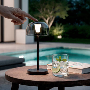 Lámpara de Mesa LED Portátil para Exterior Metal con Batería Recargable Lendora Smoke