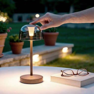 Lámpara de Mesa LED Portátil para Exterior Metal con Batería Recargable Lendora Smoke