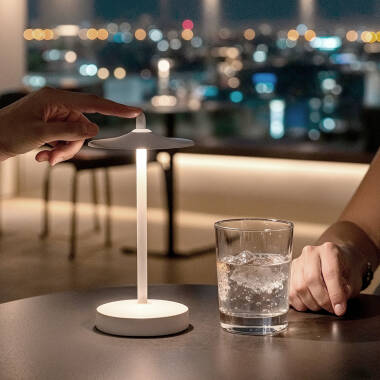 Lámpara de Mesa LED Portátil para Exterior Metal con Batería Recargable Milevani