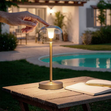 Lámpara de Mesa LED Portátil para Exterior Metal con Batería Recargable Lendora Smoke