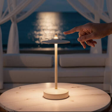 Lámpara de Mesa LED Portátil para Exterior Metal con Batería Recargable Milevani