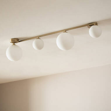 Candeeiro de Teto Metal e Vidro Moonlight Brass 4 Focos