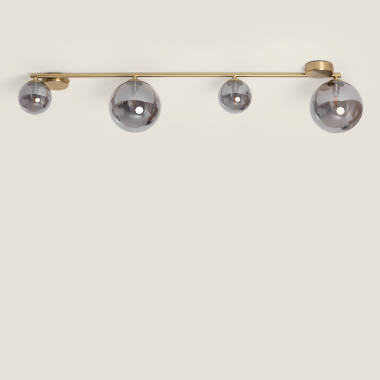 Imagem de Candeeiro de Teto Metal e Vidro Moonlight Brass 4 Focos 