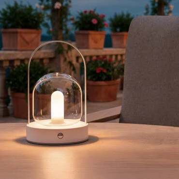 Fotografía del producto: Lámpara de Mesa LED Portátil con Batería USB Recargable Metal y Cristal Olena