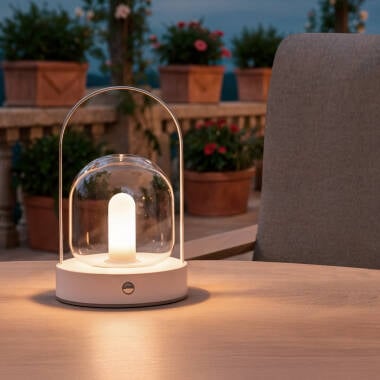 Imagen de Lámpara de Mesa LED Portátil con Batería USB Recargable Metal y Cristal Olena