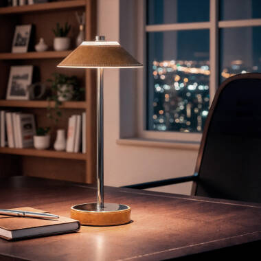 Lámpara de Mesa LED Portátil Cuero y Metal con Batería USB Recargable Tyu Limer