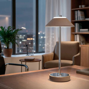 Imagem de Candeeiro de Mesa LED 3W Portátil Couro e Metal com Bateria USB Recarregável Limer Imagem de Candeeiro de Mesa LED 3W Portátil Couro e Metal com Bateria USB Recarregável Limer