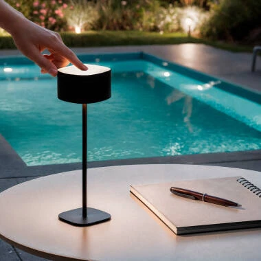 Lámpara de Mesa LED Portátil Exterior con Batería USB Recargable Metal Mounka Square