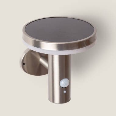 Imagen de Aplique de Pared Exterior Solar LED Helios Inox con Detector de Movimiento PIR 