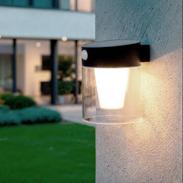 Aplique de Pared Exterior Solar LED 1,5W Aluminio con Sensor de Movimiento Efren