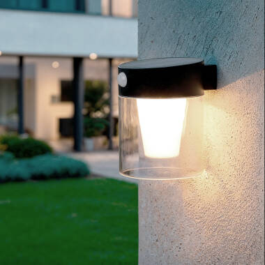 Aplique de Parede Exterior Solar LED 1,5W Alumínio com Sensor de Movimento Efren
