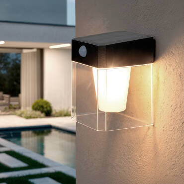 Aplique de Parede Exterior Solar LED 1,5W Alumínio com Sensor de Movimento Efren Square