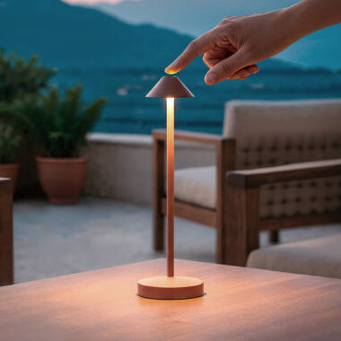 Imagem de Candeeiro de Mesa LED Portátil para Exterior Metal com Bateria Recarregável Magatzi