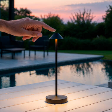 Imagem de Candeeiro de Mesa LED Portátil para Exterior Metal com Bateria Recarregável Magatzi