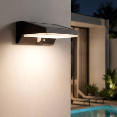 Aplique de Parede Exterior Solar LED 5W Alumínio com Sensor de Movimento Ivar