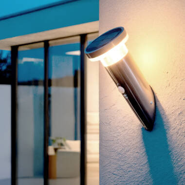 Aplique de Parede Exterior Solar LED 1.5W Alumínio com Sensor de Movimento Basil