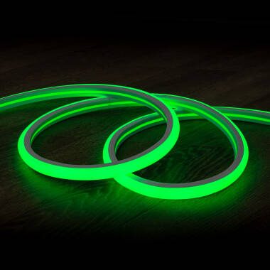 Fita LED Neon Regulável 220V Verde Semicircular 180 7.5W/m Corte 100cm IP67 à Medida Fita LED Neon Regulável 220V Verde Semicircular 180 7.5W/m Corte 100cm IP67 à Medida