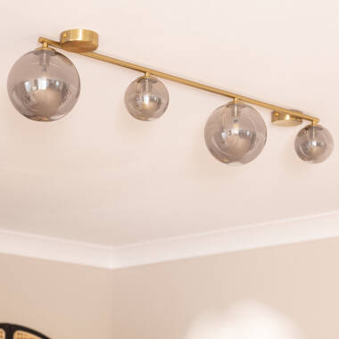 Imagem de Candeeiro de Teto Metal e Vidro Moonlight Brass 4 Focos 