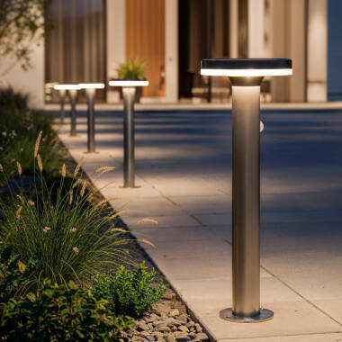 Baliza Solar Exterior LED 6W Superficie Pie 45cm con Detector de Movimiento Helios Inox