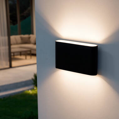 Aplique de Pared Exterior LED 12W Iluminación Doble Cara Rectangular Negro Einar