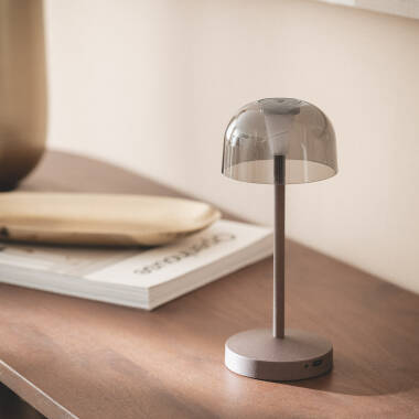 Imagen de Lámpara de Mesa LED Portátil para Exterior Metal con Batería Recargable Lendora Smoke Imagen de Lámpara de Mesa LED Portátil para Exterior Metal con Batería Recargable Lendora Smoke