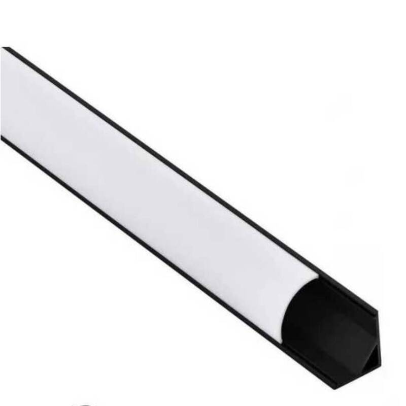Imagem de [S] Perfil de alumínio de canto 2 m preto para fita LED até 12 mm TECMEL