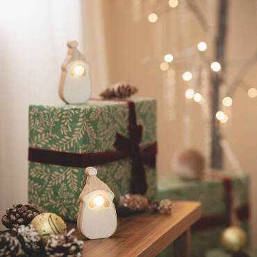 Papa Noel LED de Madera con Batería