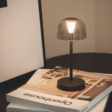 Imagen de Lámpara de Mesa LED Portátil para Exterior Metal con Batería Recargable Lendora Smoke