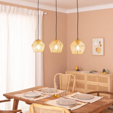 Lámpara Colgante Papel Trenzado Kirito 3 Focos