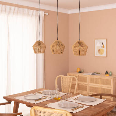 Imagen de Lámpara Colgante Papel Trenzado Kirito 3 Focos