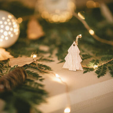 Grinalda de Luzes LED Árvore Madeira com Bateria 2.2m