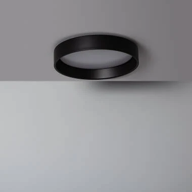 Plafón LED 20W Circular em Metal, Ø450 mm, Preto, Design