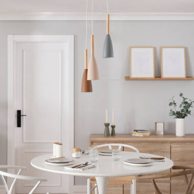 Imagem de Candeeiro Suspenso Metal e Madeira Rain Imagem de Candeeiro Suspenso Metal e Madeira Rain