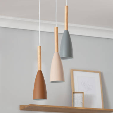 Imagen de Lámpara Colgante Aluminio y Madera Rain
