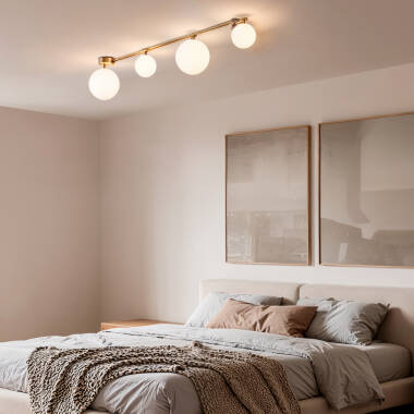 Imagem de Candeeiro de Teto Metal e Vidro Moonlight Brass 4 Focos 