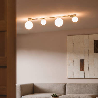 Imagem de Candeeiro de Teto Metal e Vidro Moonlight Brass 4 Focos 