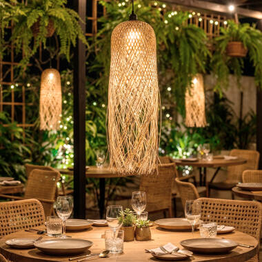 Lámpara Colgante Bambú Exterior Kawaii