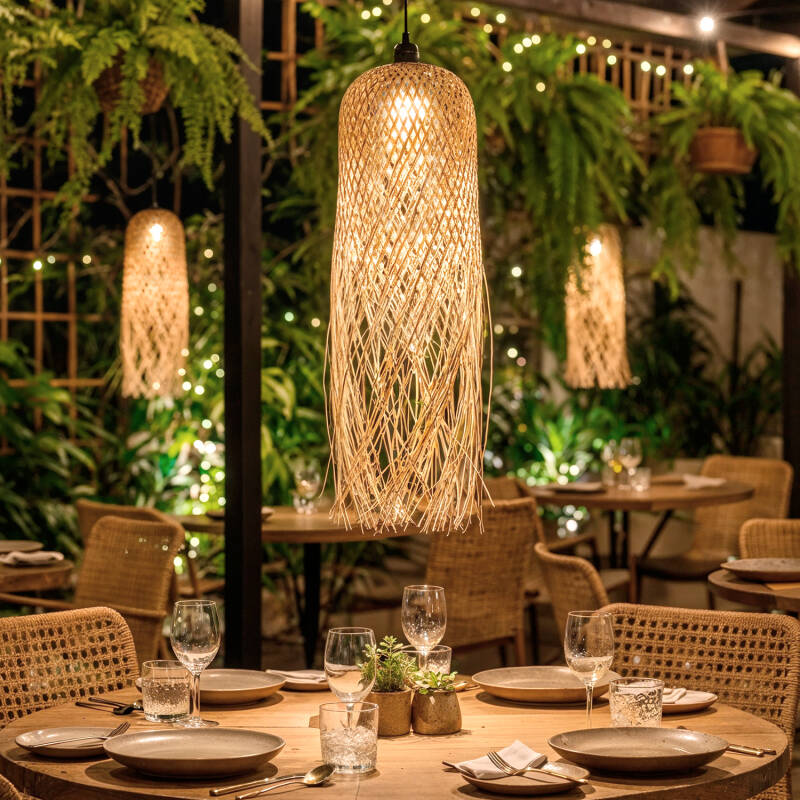 Imagem de Candeeiro Suspenso Bambu Exterior Kawaii 