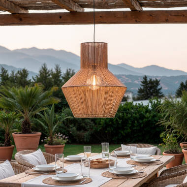 Lámpara Colgante Fibras Naturales para Exterior Newén Ø500 mm ILUZZIA