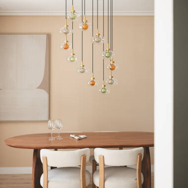 Imagen de Lámpara Colgante Aluminio y Cristal Hassi 12 Focos