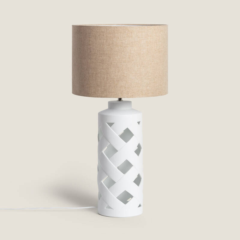 Imagem de Candeeiro de Mesa de Cerâmica e Tecido Makalu Imagem de Candeeiro de Mesa de Cerâmica e Tecido Makalu