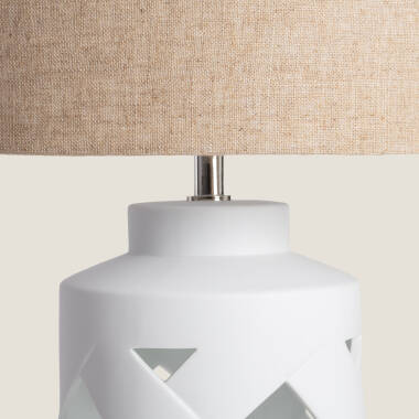 Imagem de Candeeiro de Mesa de Cerâmica e Tecido Makalu Imagem de Candeeiro de Mesa de Cerâmica e Tecido Makalu